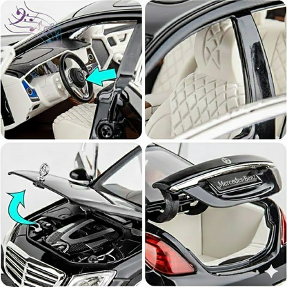 MSZ 1:32 Mercedes-Benz S600 Die-Cast Model Car – Black|Pull Back, Openable Doors, Light & Sound (68401)