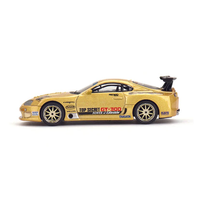 Mini GT 1:64 Toyota Supra A80 – Top Secret GT-300 (Gold, RHD) - Jaiman Toys