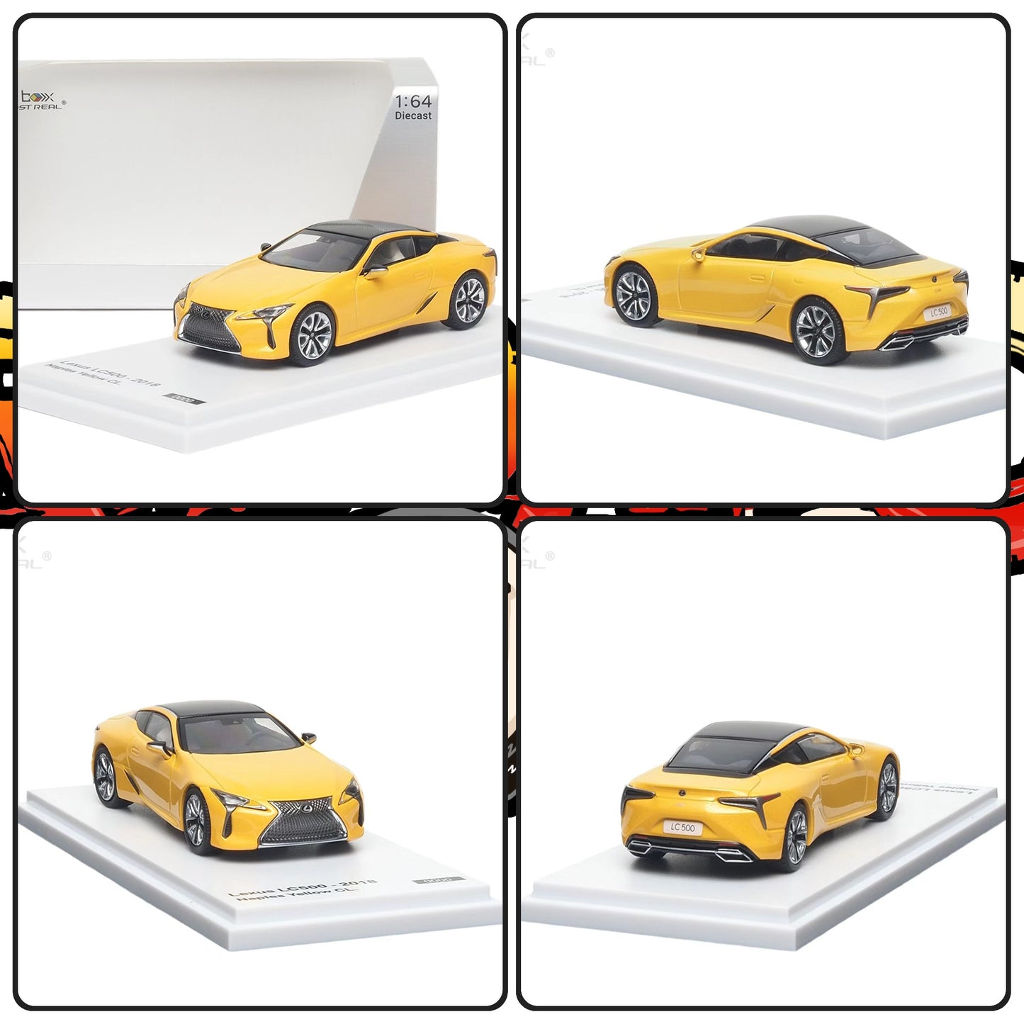 AR Box 1:64 Lexus LC500 2018 Diecast Model Car – Yellow Premium Collector Edition