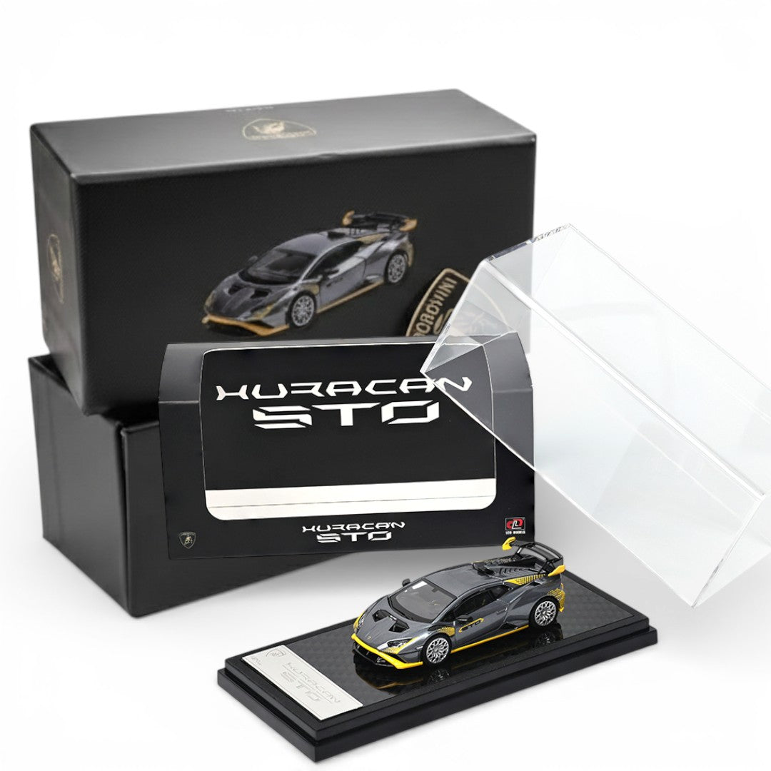 LCD Models 1:64 Lamborghini Huracán STO Die-Cast Model Car | Silver with Yellow Accents | Foshan APAxpo 2025 Exclusive | Premium Collectible Car