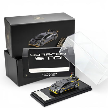 LCD Models 1:64 Lamborghini Huracán STO Die-Cast Model Car | Silver with Yellow Accents | Foshan APAxpo 2025 Exclusive | Premium Collectible Car