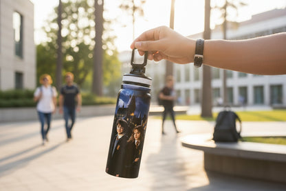 Harry Potter 800ml Stainless Steel Water Bottle with Drinking Spout, Carry Handle & Removable Steel Filter for School & Travel