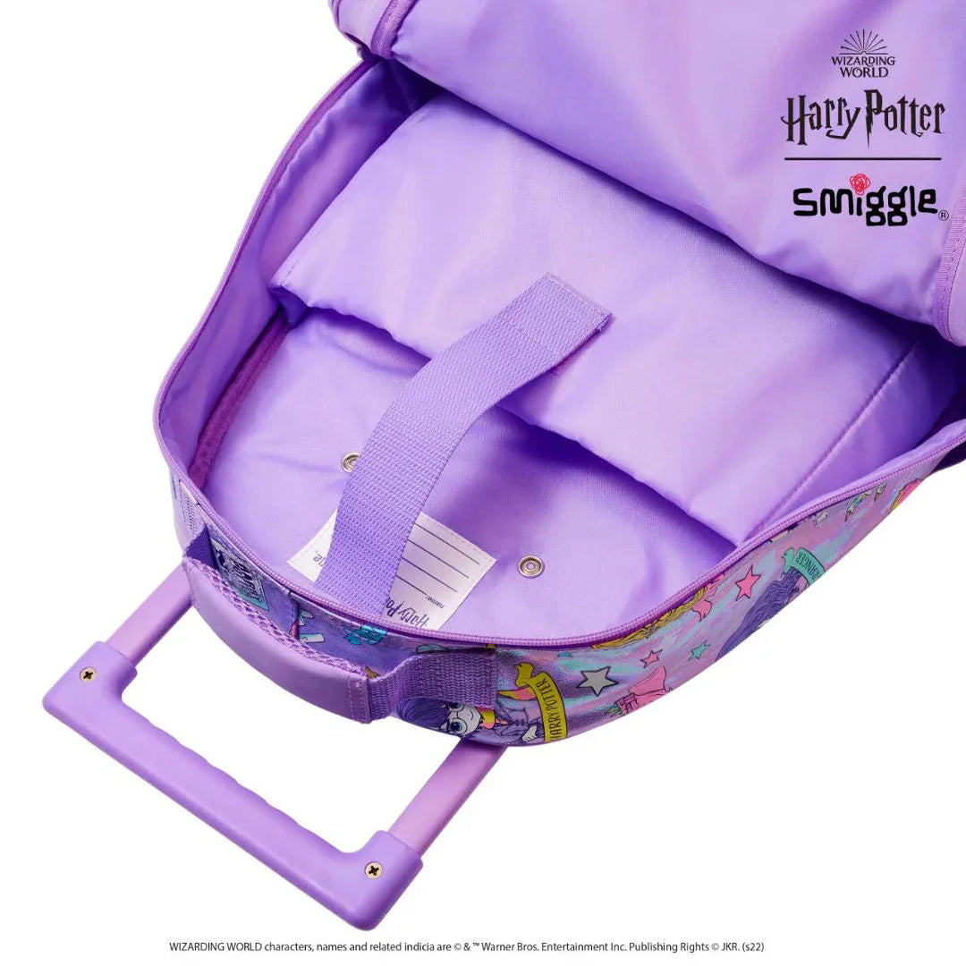 Smiggle 18 Inch Harry Potter Trolley Backpack with Motion-Activated Light-Up Wheels | Extendable Handle & Padded Straps