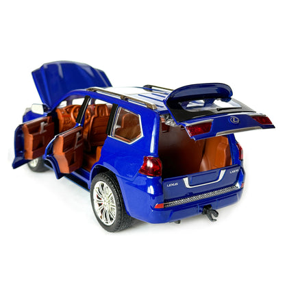 Joy Junction 1:24 Lexus LX570 Die-Cast SUV Model with Sound & Light – Pull Back Metal Luxury SUV Toy (Blue)
