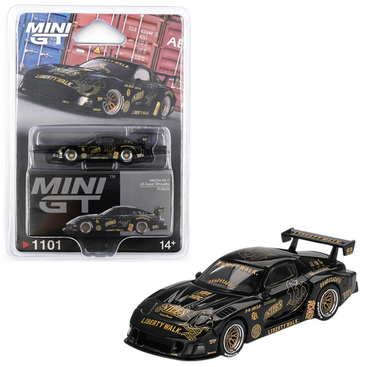 Mini GT 1:64 Blister Pack Mazda RX-7 LB Super Silhouette FD-NILES Black | Liberty Walk Widebody | Premium Diecast Model MGT01101-BL