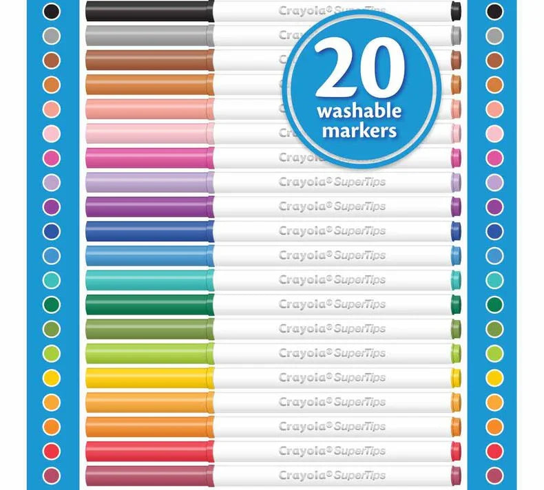 Crayola Fine Washable Super Tips with Silly Scents Markers, 20 Count - Jaiman Toys