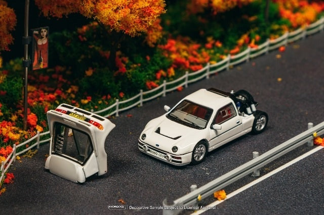 Tarmac Works 1:64 Ford RS200 White Diecast Car with Removable Bonnet (T64P-001-WH) – Detailed Collectible Model