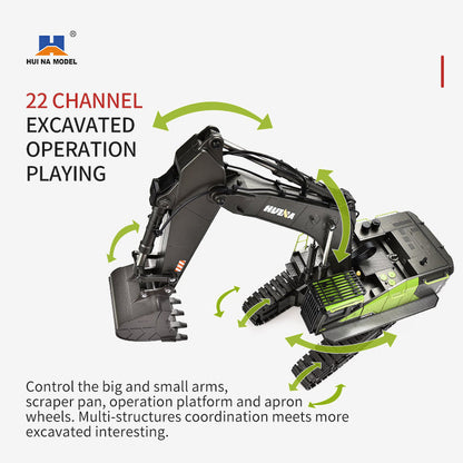 HUINA 1593 RC Excavator 1:14 Metal Alloy Engineering Crawler Tractor 2.4G Electric Remote Control Car Rc Vehicle Toy