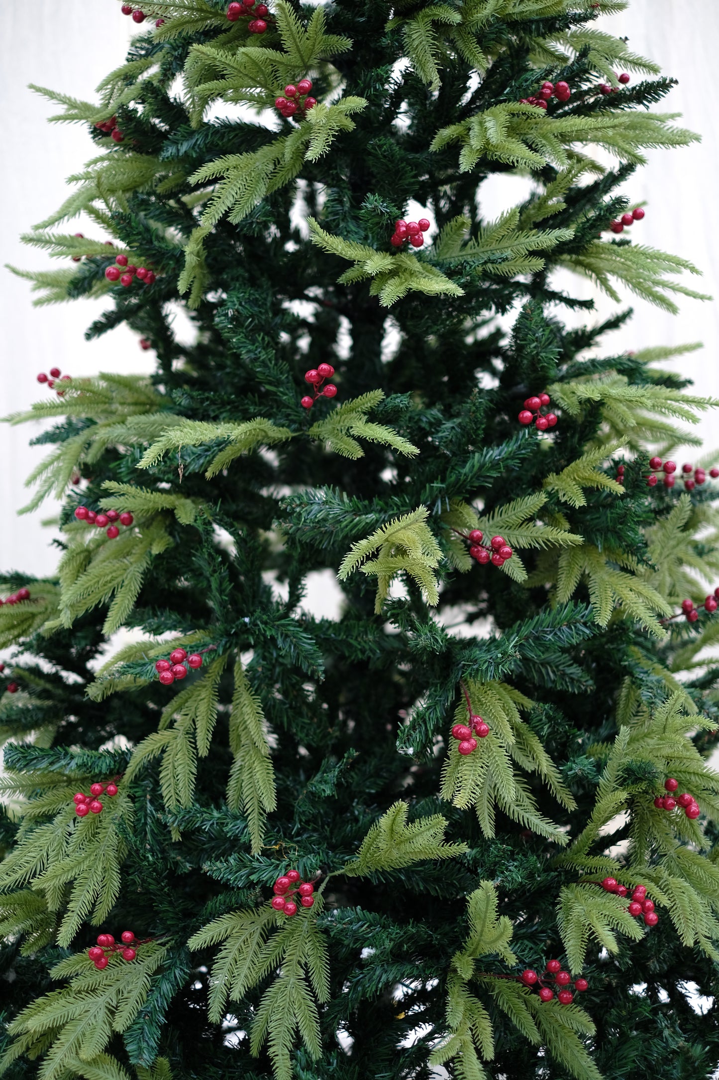 RAZ 8-Foot Lush Dual-Toned Christmas Tree | Premium Festive Tree Accented with Red Cherries for a Cheerful Holiday Look