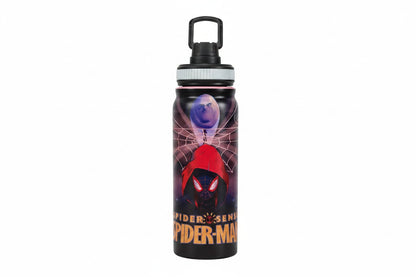 Spider-Man Miles Morales 800ml Stainless Steel Water Bottle with Drinking Spout, Carry Handle & Removable Lid – Miles Web Design