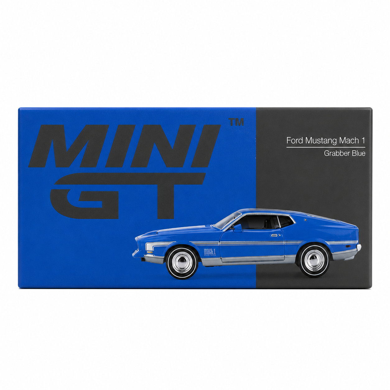 MINI GT 1:64 Ford Mustang Mach 1 Grabber Blue Die-Cast Model Car