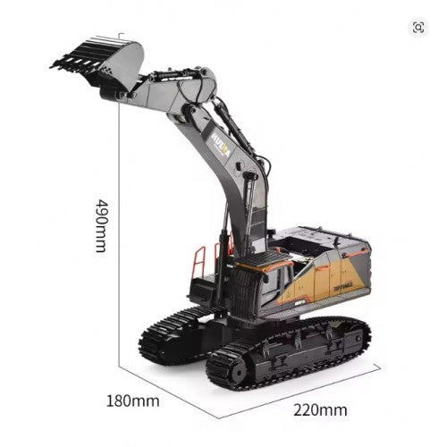 HUINA 1592 1:14 Scale RC Excavator | 22CH 2.4GHz Semi-Alloy Remote Control Crawler Excavator Construction Vehicle | 14+