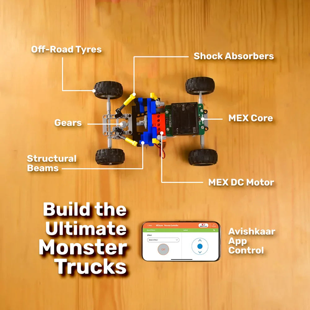 Avishkaar MEX 3-in-1 Monster Truck | Build, Code & Drive STEM Kit Ages 10-14