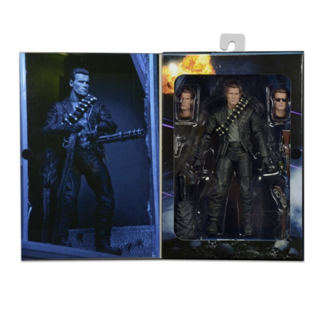 NECA Terminator 2 T-800 Judgement Day Collectible/Action Figure with Faces, 3 Guns, Bullet Bag and Grenade Belt