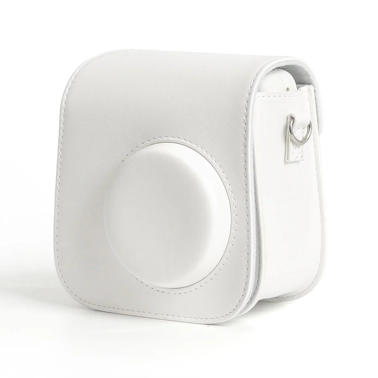 PU Leather Camera Case for Instax Mini SE – Protective Pouch with Adjustable Shoulder Strap - White - Jaiman Toys