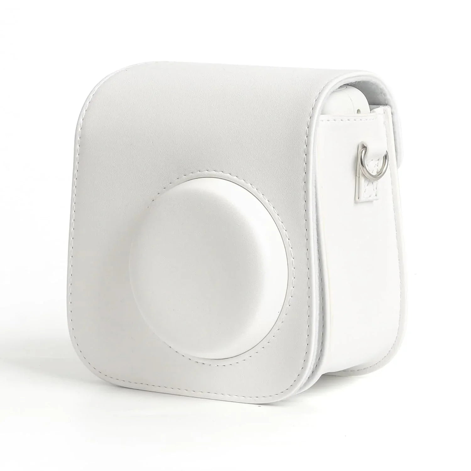 PU Leather Camera Case for Instax Mini SE – Protective Pouch with Adjustable Shoulder Strap - White - Jaiman Toys