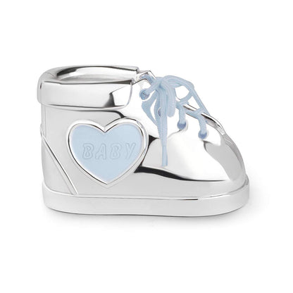 Momentz Baby Boot Money Bank Silver | Decorative Baby Shoe Coin Bank, Piggy Bank & Nursery Keepsake Gift