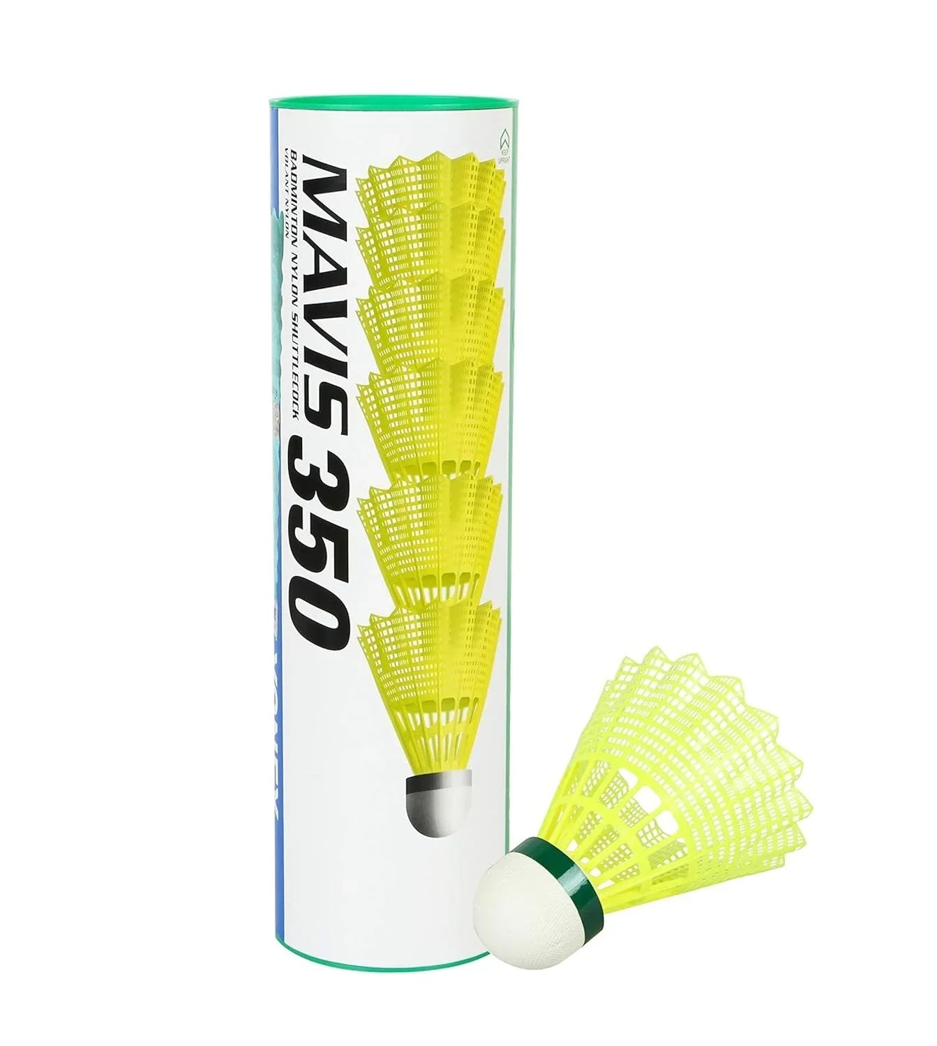 Yonex Mavis 350 Green Cap Nylon Shuttlecock (Yellow) - Jaiman Toys
