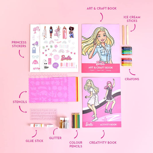 Barbie Creative Activity Kit for Kids Age 7+ | DIY Art & Craft Kit with Drawing, Coloring, Origami, Stickers & Creative Activities