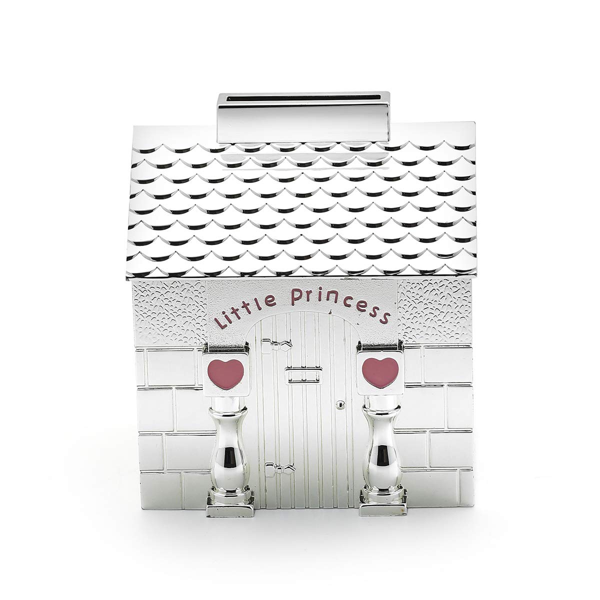 Momentz Little Princess House Money Bank Silver | Metal Gullak Piggy Bank Coin Saving Box & Home Decor Showpiece for Kids