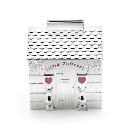 Momentz Little Princess House Money Bank Silver | Metal Gullak Piggy Bank Coin Saving Box & Home Decor Showpiece for Kids