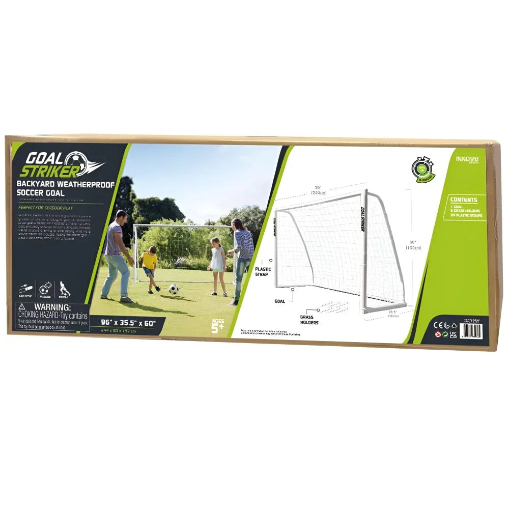 Innov8 Backyard Wheather Proof Soccer Goal, UPVC Frame, Portable with Ground Stakes - Jaiman Toys