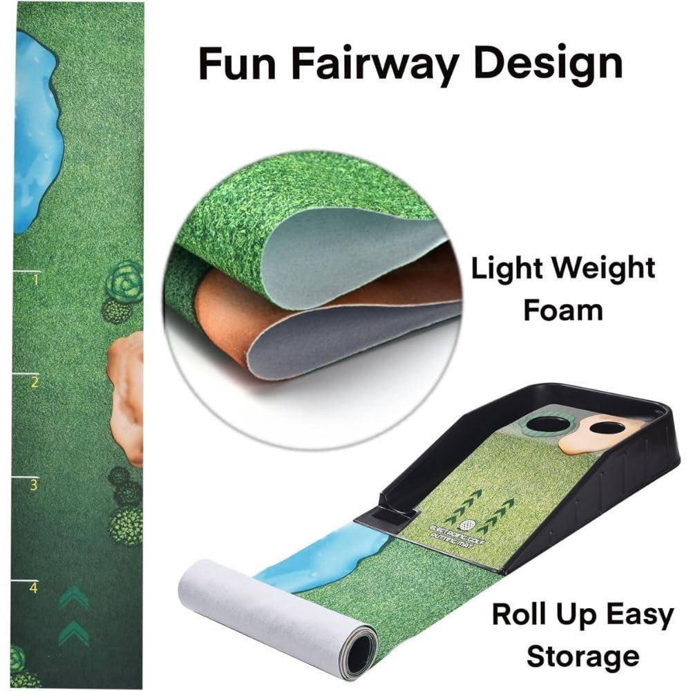 Innov8 Electronic Golf Putting Mat, Sound & LED Scoring Hole, Adjustable Putter, Kids 5+ - Jaiman Toys