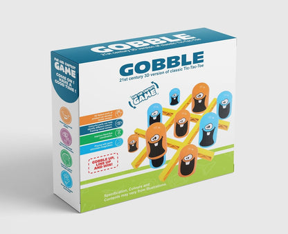 Tic Tac Toe Gobble Board Game | Fun Strategy Game for Kids 3+ | Classic XO Game with Cute Gobbler Pieces