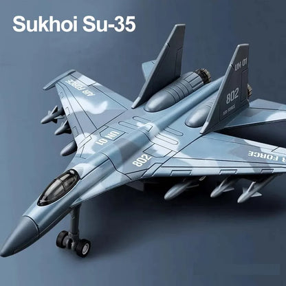 Airplane: 1:400 Scale Twin-Engine Air Superiority Jet with Light & Sound – Premium Die-Cast Collectible Plane (SU-35 Type) - Jaiman Toys