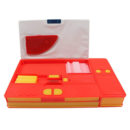 Disney Pixar Cars Kids Pencil Box with Calculator & Dual Sharpener | Large Capacity Multifunction Stationery Organizer | Red