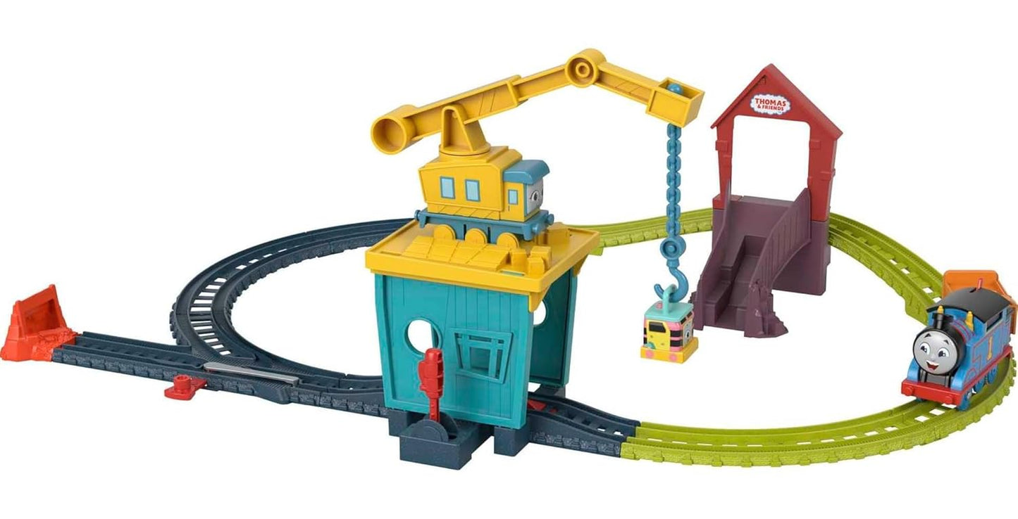 Thomas Friends Motorized Toy Train Set Fix em Up Friends with Carly the Crane, Sandy the Rail Speeder Thomas for Preschool Kids Ages 3 Years-HDY58