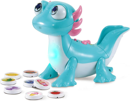 VTech Sandy Snacks-a-Lot Learning Toy for Toddlers | Interactive Feeding Dinosaur with Food Tokens, Lights, Sounds, Music & Early Learning Activities