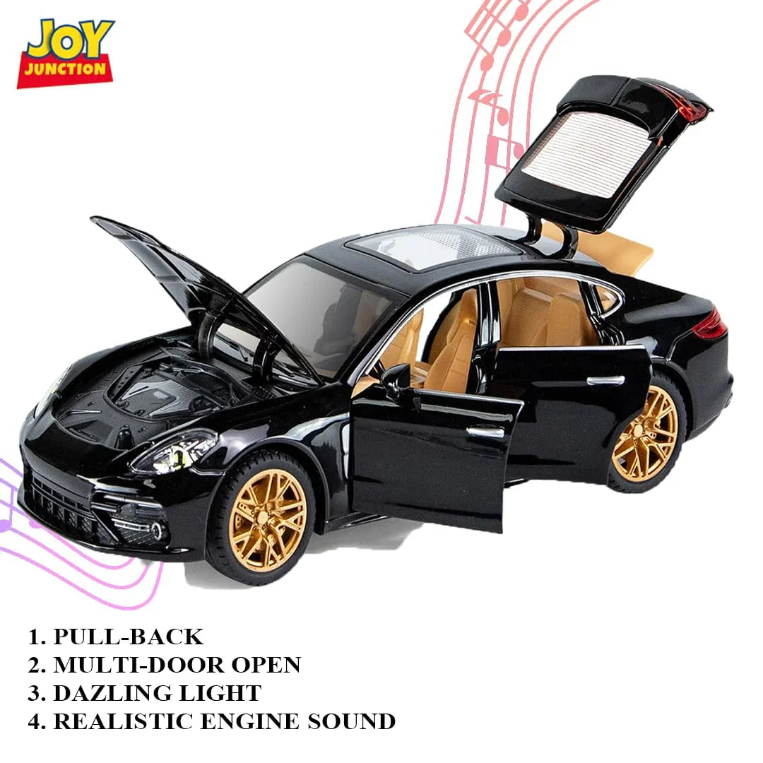 Joy Junction 1:24 Porsche Panamera Die-Cast Model Car – Alloy Metal Pull Back Toy Car with Openable Doors, Light & Music - Jaiman Toys
