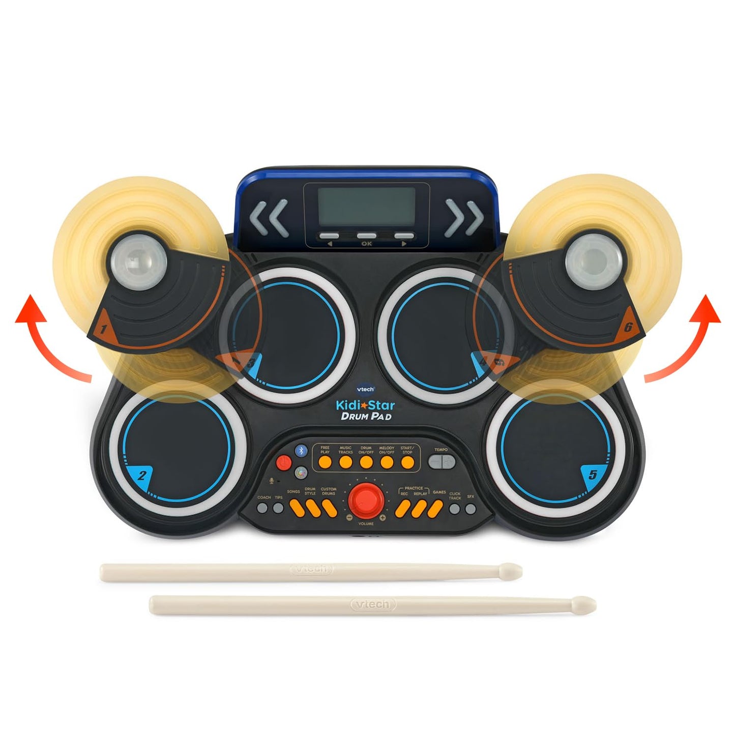 VTech KidiStar Drum Pad | Interactive Electronic Drum Kit with Drumsticks, Music, Learning Games & LCD Display | Ages 5+