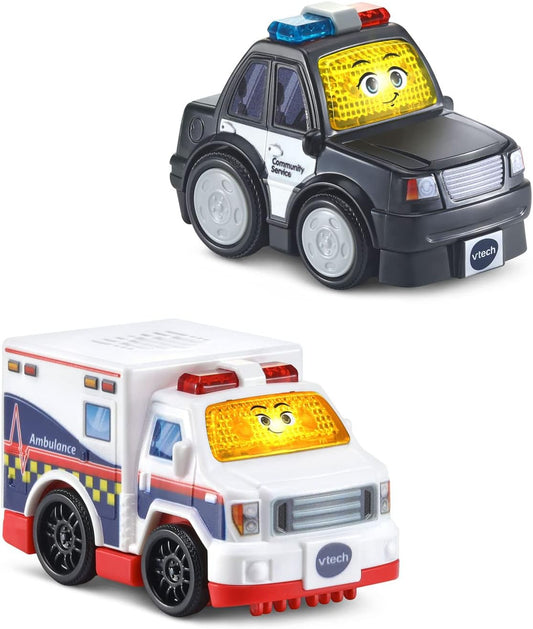 VTech Go! Go! Smart Wheels Helping Friends 2-Pack | Interactive SmartPoint Police Car & Ambulance with Lights, Sounds & Educational Phrases for Toddlers
