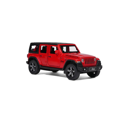 JOY JUNCTION Jeep Rubicon 1:32 Scale Die-Cast Alloy Model Car with Pullback Action, Openable Doors, Light & Music – Red - Jaiman Toys
