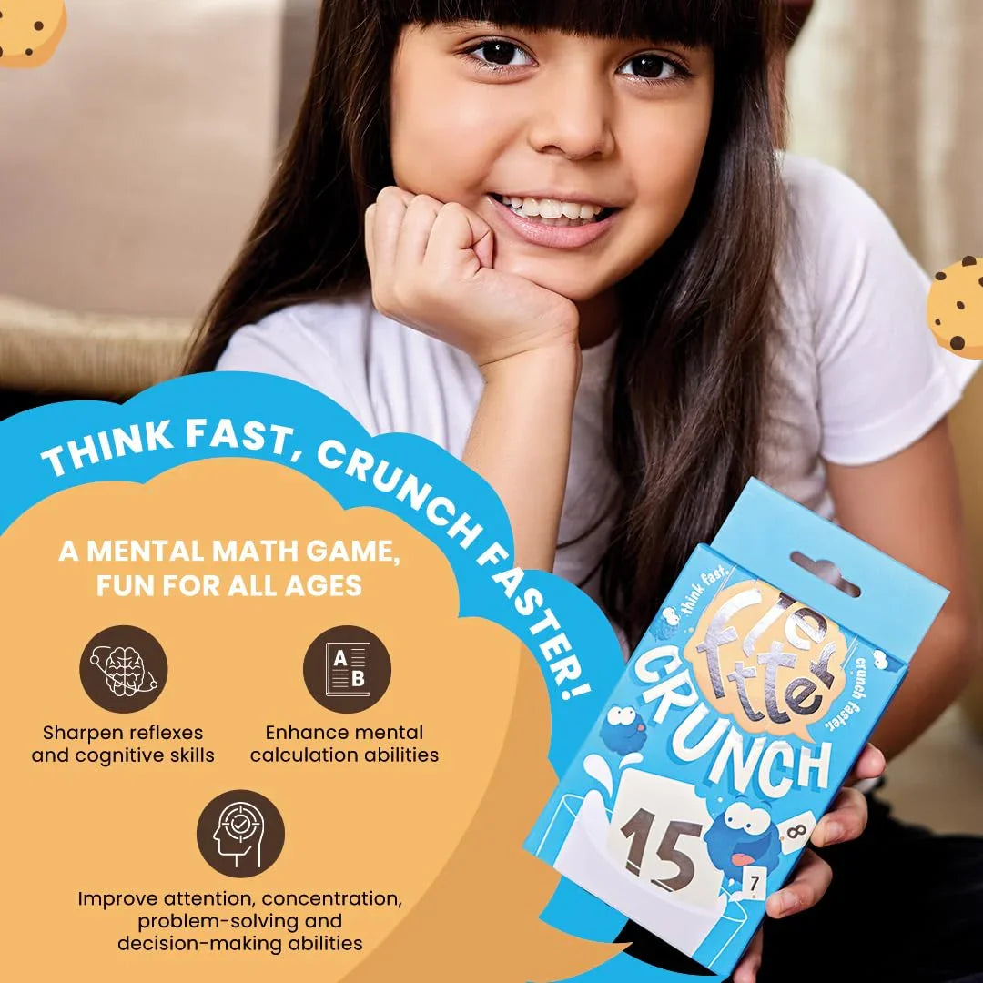 Binca Card Game - Fletter Crunch, Mental Math Game for Kids, Fast-paced Fun for Family Game Night, Addition & Subtraction, Gifts for Kids Ages 8, 9, 10, 11 Years, 2-4 Players - Jaiman Toys