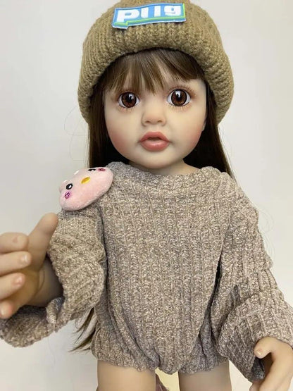 Lifelike Reborn Baby Girl Doll – Toddler with Realistic Sound & Brown Hair