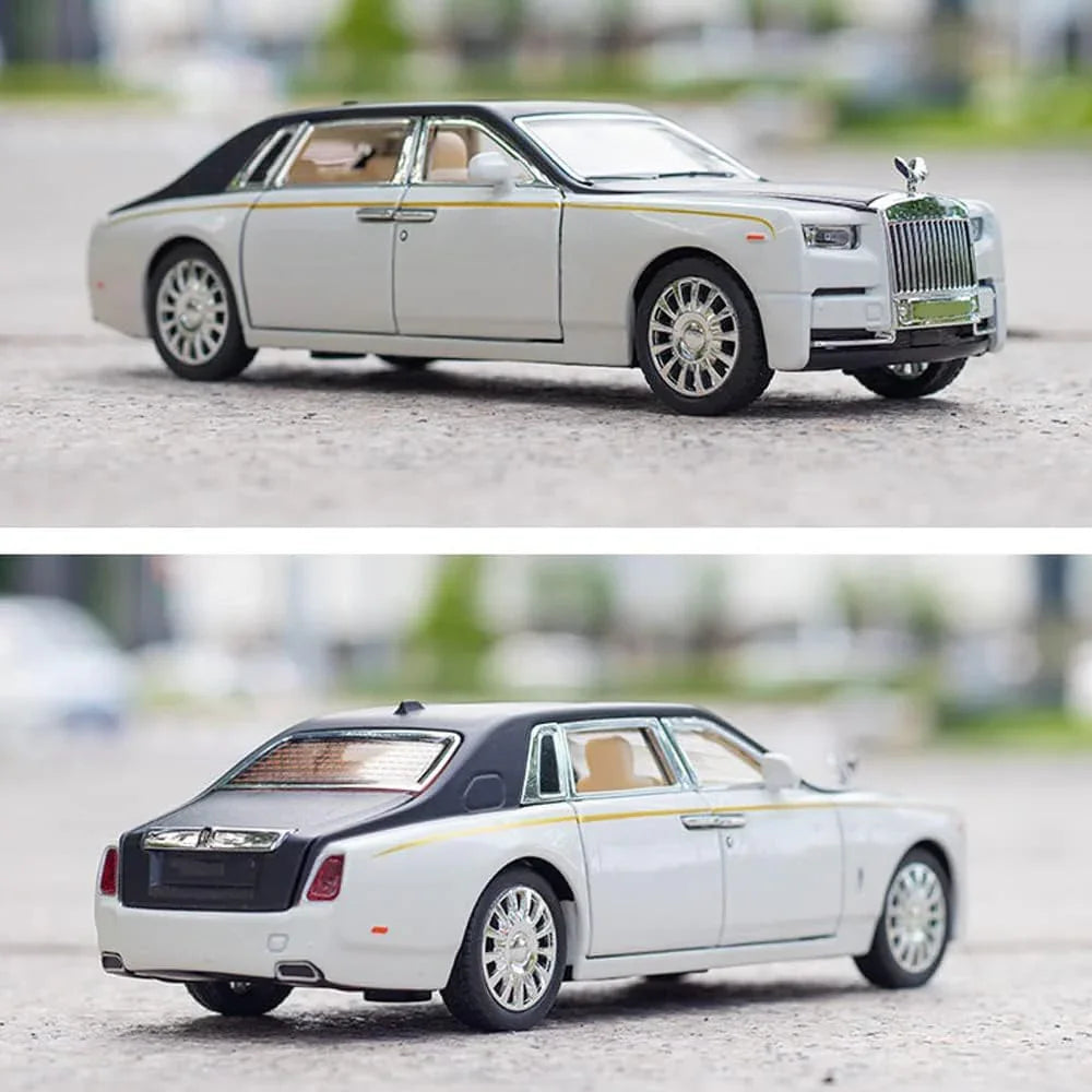 Che-ZHI  1:24 Scale Rolls-Royce Phantom Die-Cast White/Black Model with Lights and Sounds