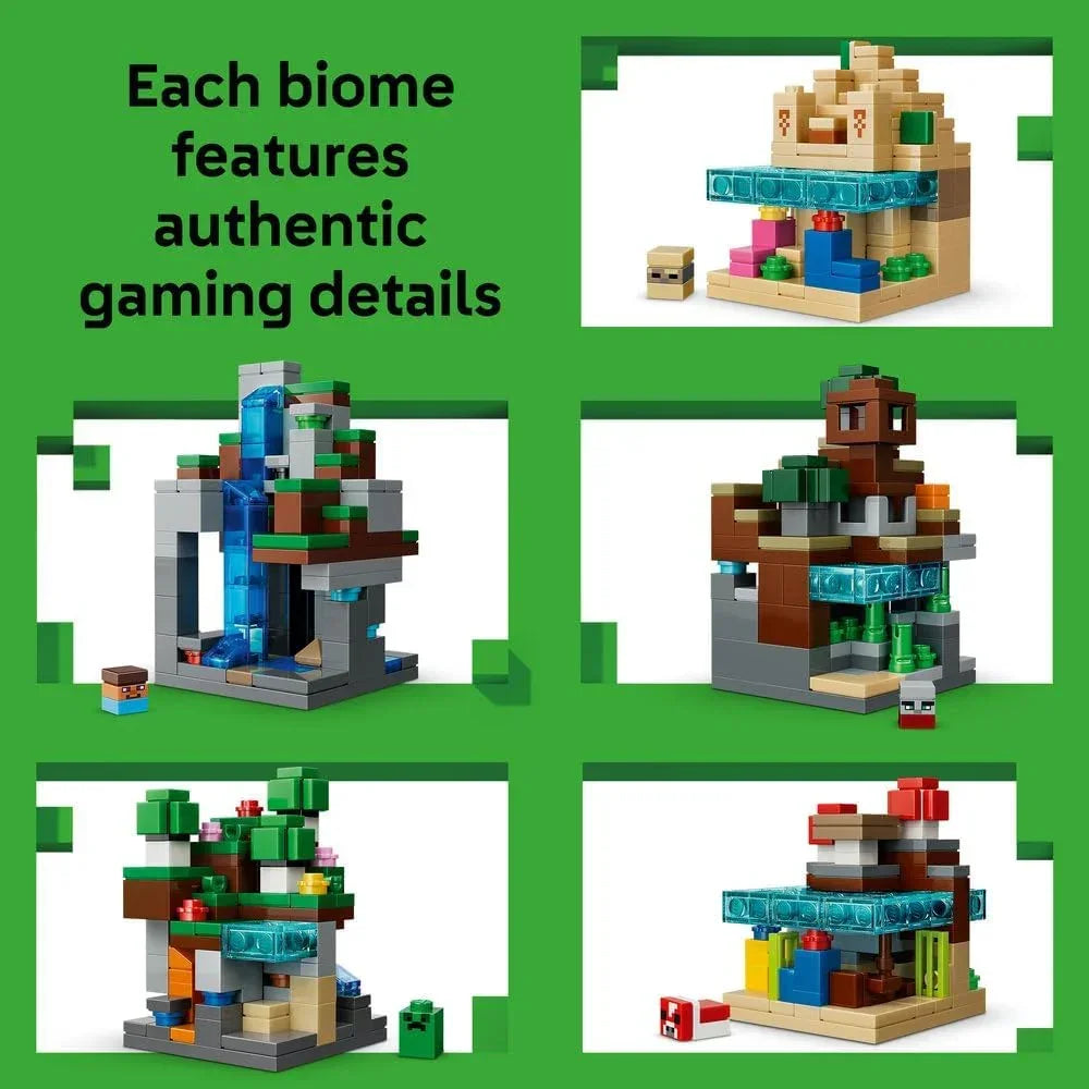 LEGO Minecraft 21589 Mini Biomes Toy - DIY Miniature Room Decor Kit - 3D Puzzle w/ 5 Microfigures - Gaming Gift for 12+ Year Old Boys, Girls & Teens
