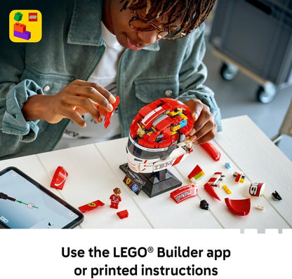 LEGO 43014 Editions Scuderia Ferrari HP Charles Leclerc Helmet - F1 Merchandise - Display Model Kit w/Collectible Minifigure - Gift for 14+ Year Old Boys & Adult Motorsport Fans