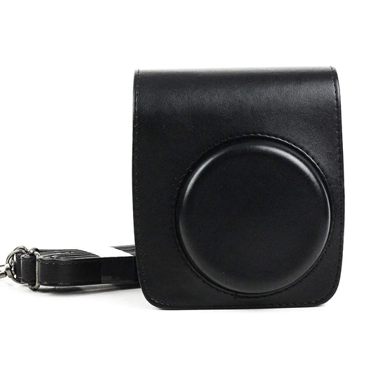 Vintage Charm – Classic PU Leather Case with Strap for Instax Mini 90 Neo Classic - Black - Jaiman Toys