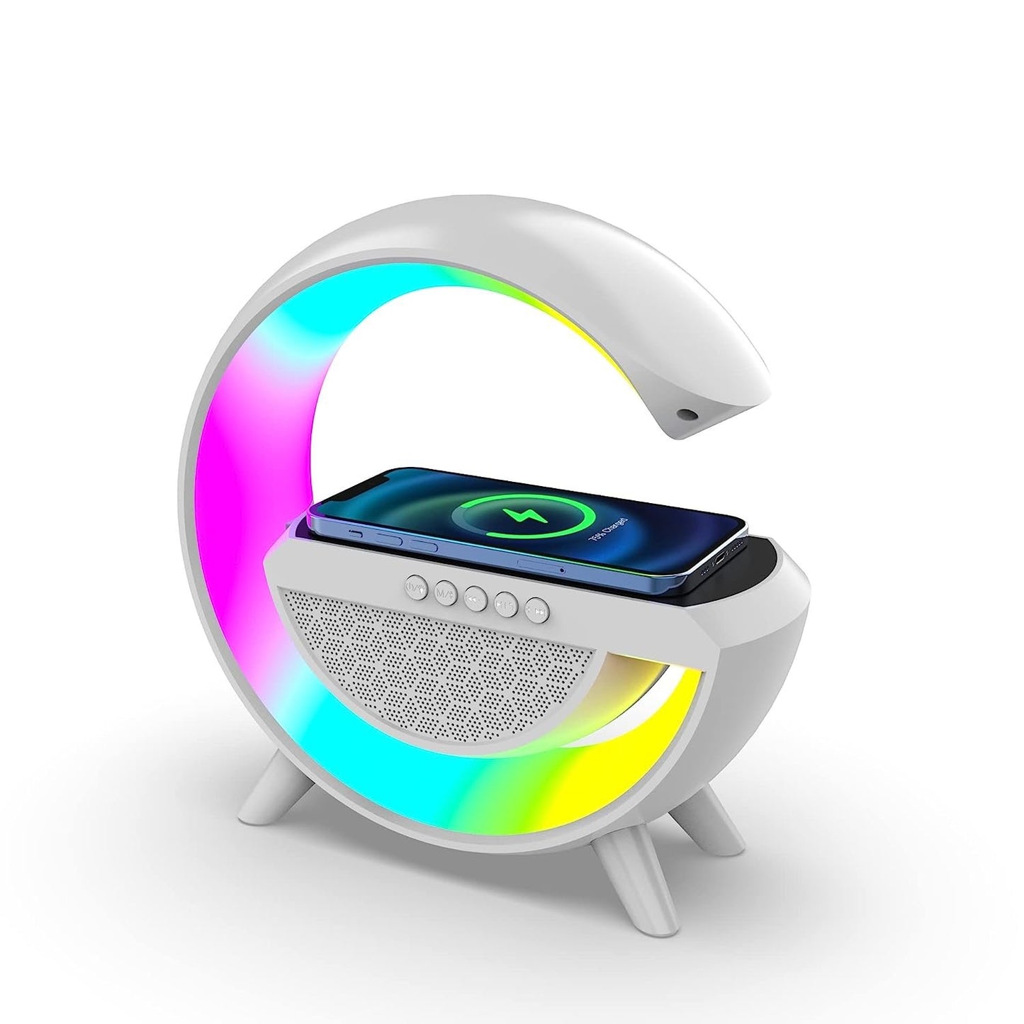 Multifunctional Smart Speaker: FM Radio, RGB Light, Wireless Charger, LED Wake-Up Light - Perfect for Home Decoration, Bedroom, and Gaming Room