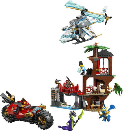 LEGO NINJAGO 71857 Ninja Vehicle Tree House Battle - Action Toy w/a Motorbike, Helicopter, 6 Minifigures & Swords - Gift for 7+ Year Old Boys & Fans