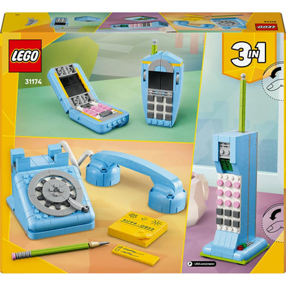 LEGO 31174 Creator 3in1 Retro Telephone Building Set (383 Pieces) | Vintage Telephone, Retro Radio & Classic Mobile Phone Models | Building Toy for Kids 8+