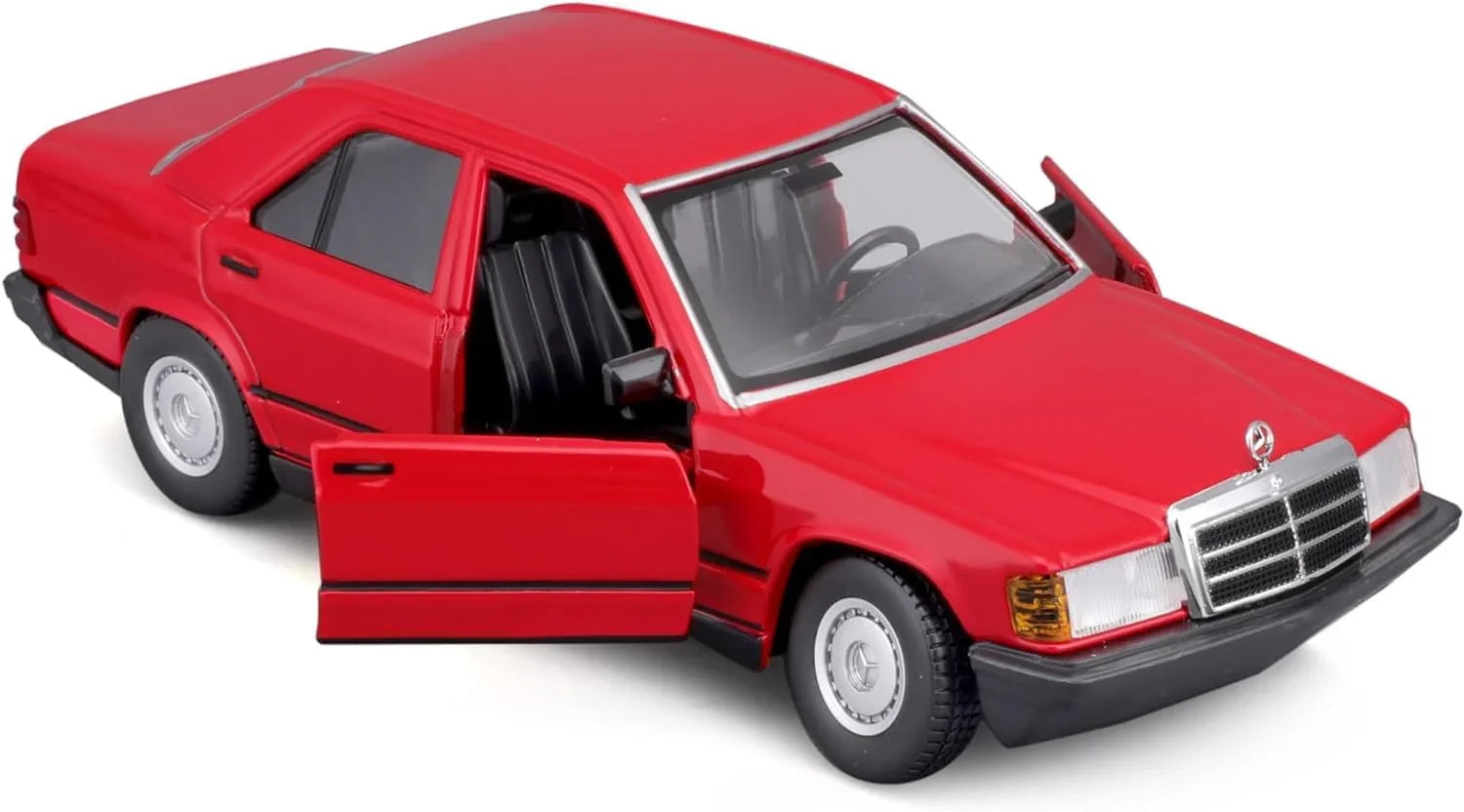 Bburago 1:24 Scale Die-Cast Model – 1987 Mercedes-Benz 190E 2.6 (Red) - Jaiman Toys