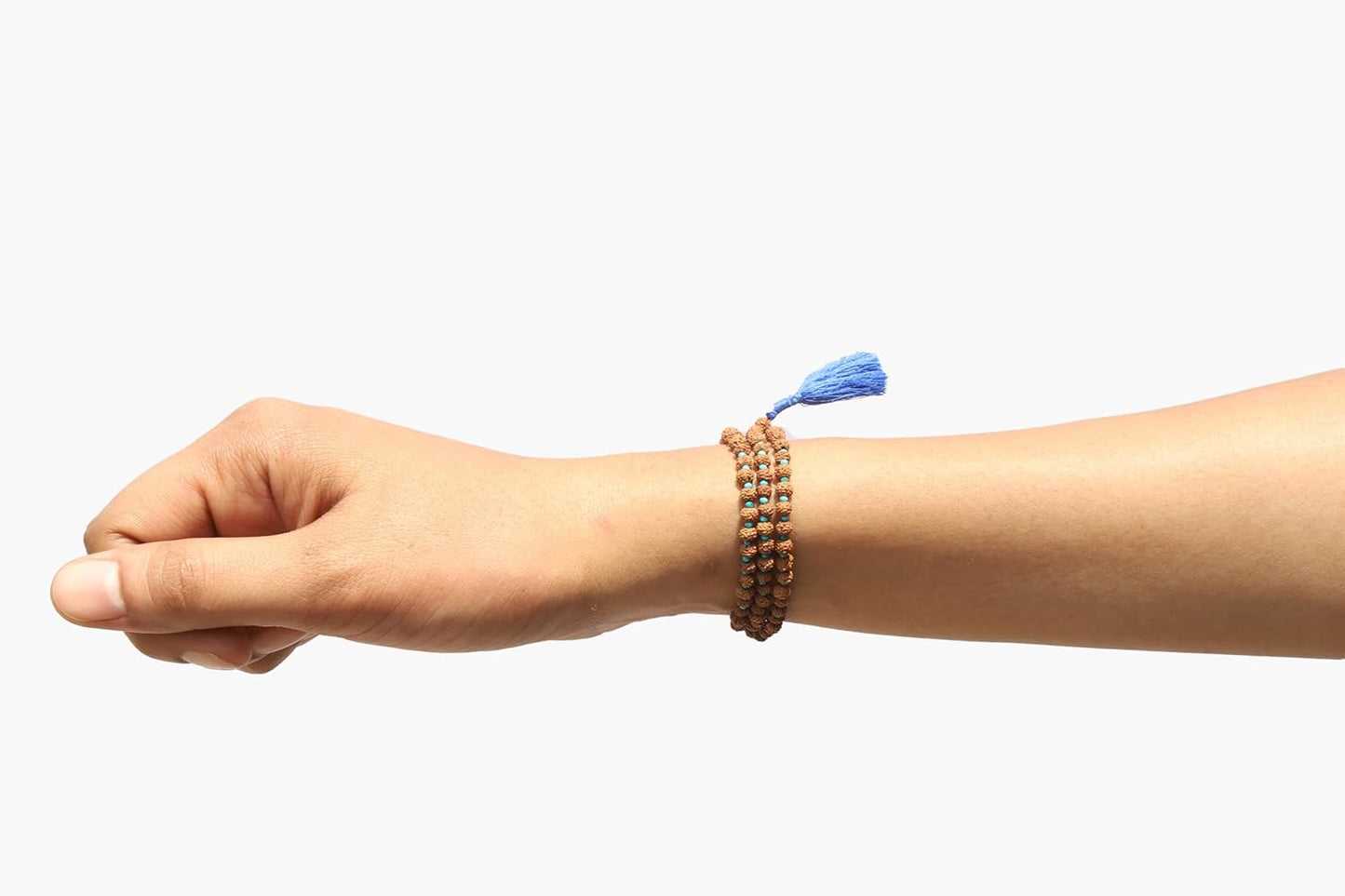 Maha Mala Mini Aksh Mala – 108 Beads with 3.5mm Rudraksha & 2mm Turquoise | Handmade in India