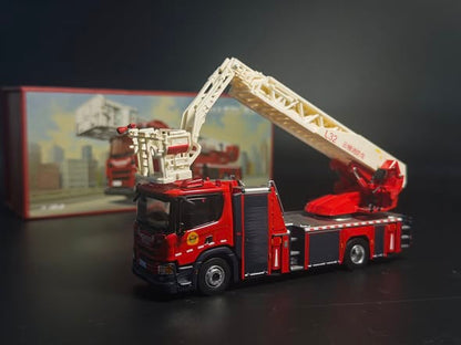 MASSDI 1:64 Scale Fire Ladder Truck Alloy Car Model – Die-Cast Rescue Fire Engine Collectible Vehicle