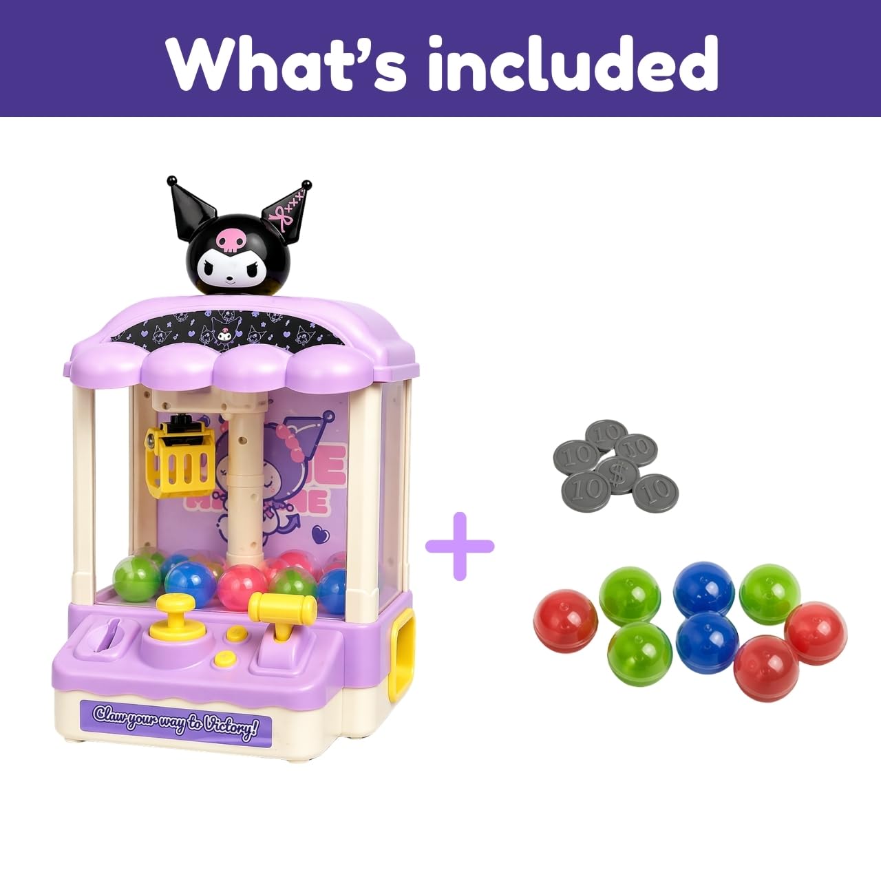 koromochi 様♡    カシャカシャおもちゃ Kuromi Claw Machine - Mini Arcade Grabber Toy with Music & Lights