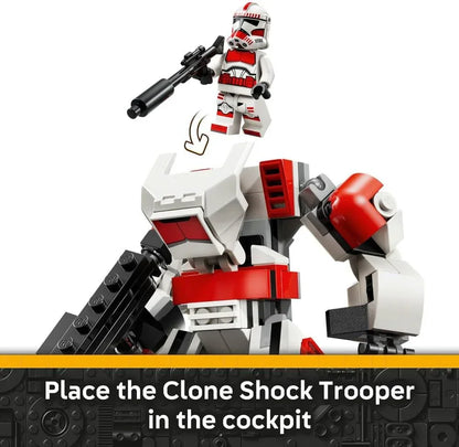 LEGO Star Wars 75448 Clone Shock Trooper Mech Toy - Posable Action Figure w/Blaster Rifle & Minifigure - Collectible Gift for 6+ Year Old Boys & Fans